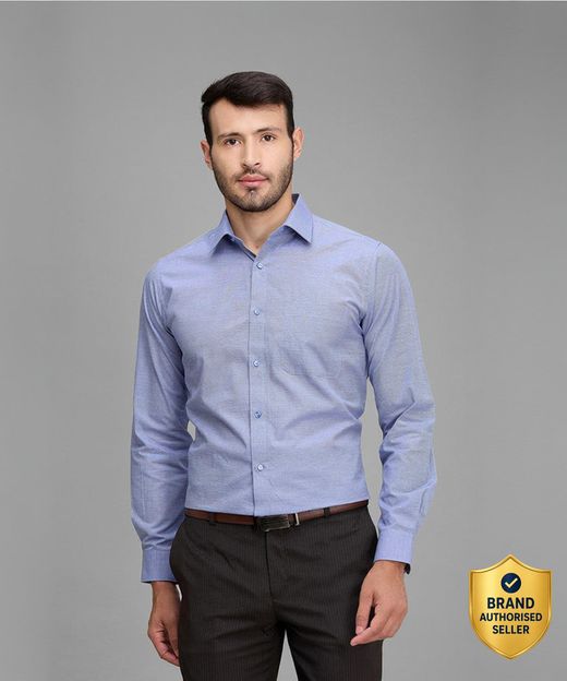 Raymond Men Solid Formal Blue Shirt
