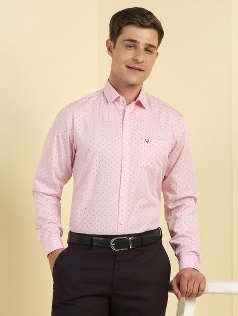 Allen Solly Men Printed Formal Pink Shirt