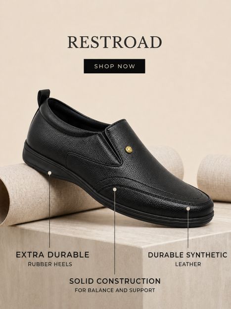 Restroad New Trendy Slip-On Formal Shoe For Men's Party Wear For Men(Black , 9)