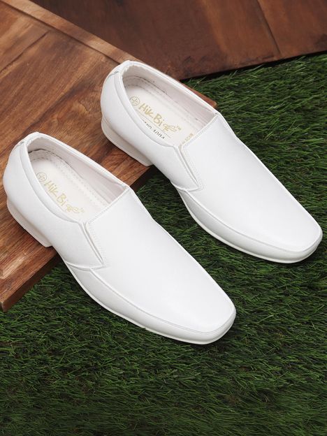 HIKBI Leather Formal Shoes Daily Use Mocassion For Men Slip On For Men(White , 6)