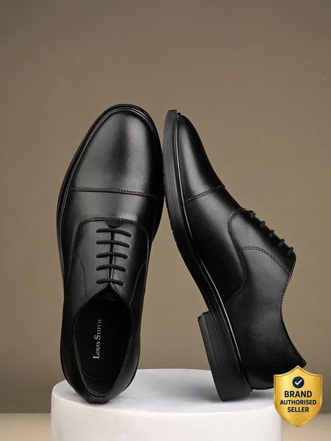 LOUIS STITCH Jet Black Lightweight Formal Derby Shoes for men, LSFXCT, UK-8 Derby For Men(Black , 8)