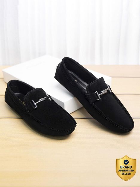 LOUIS STITCH Suede Leather Casual (ITSUD) Loafers For Men(Black , 8)