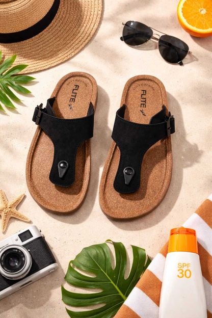 FLITE Men Slippers(Black , 8)