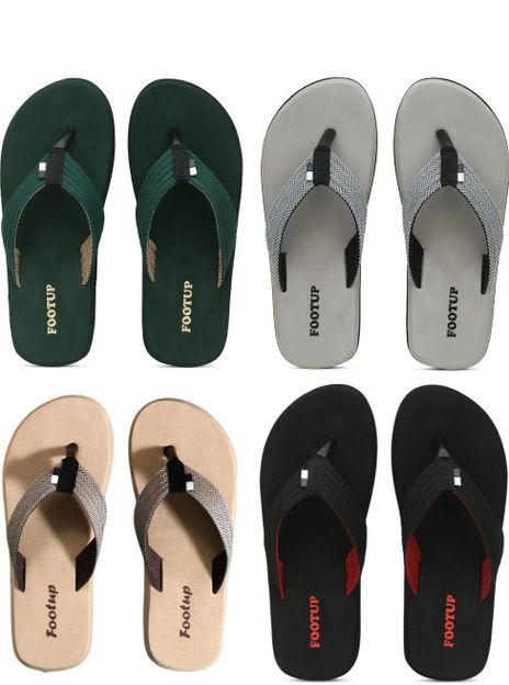 FOOT UP Men 4 Pairs|EVA|Ultralightweight|Premium|Comfort|All Seasons Slippers(Multicolor , 9)