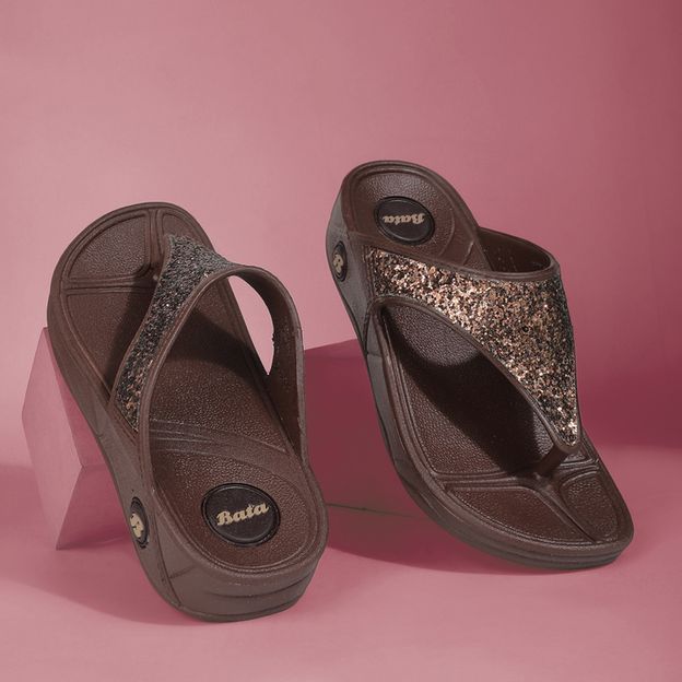 Bata Women Slippers(Brown , 4)