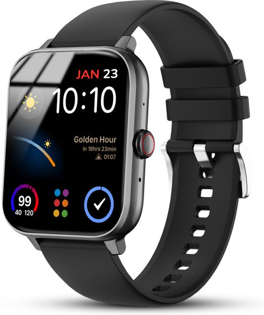 Nervfit Vibe 1.85" TrueColor+ Super HD, BT Calls, Waterproof, HR, BP, Sleep tracking Smartwatch(Midnight Black Strap, Free size)