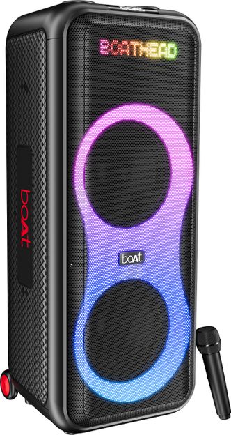 boAt Partypal 600,Animated Text Display,Wireless Karaoke MIC, LED 220 W Bluetooth Speaker(Premium Black, Mono Channel)
