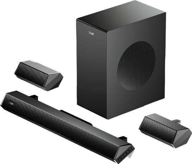 boAt Aavante Bar Prime B300, Subwoofer,Dual Rear Speakers,5.1 CH,EQ Modes,BT v5.3 300 W Bluetooth Soundbar(Charcoal Black, 5.1 Channel)