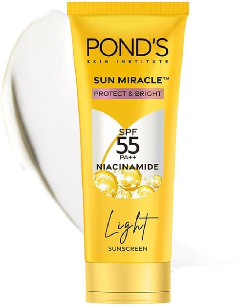 POND's Sunscreen - SPF 55 PA++ Light Sun Miracle Protect & Bright, With 3% Active Niacinamide(100 g)