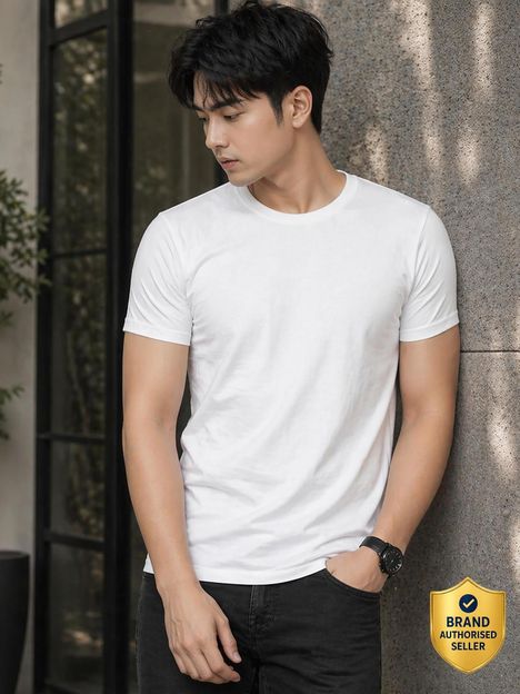 Creation By London Hills Solid Men Round Neck White T-Shirt