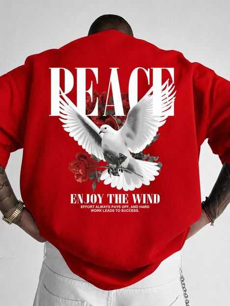 ShahaClothing Graphic Print Men Round Neck Red T-Shirt