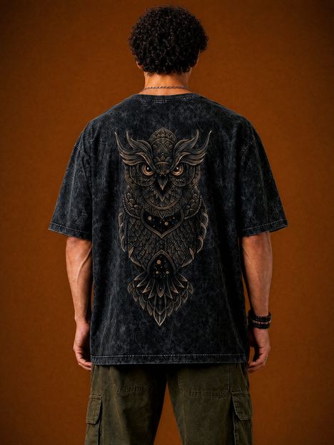 Woops studio! Graphic Print Men Crew Neck Black T-Shirt