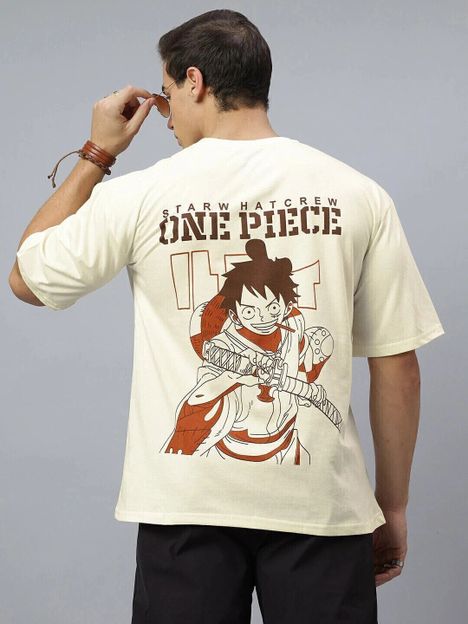 Crazybee - CB Printed Men Round Neck Beige T-Shirt
