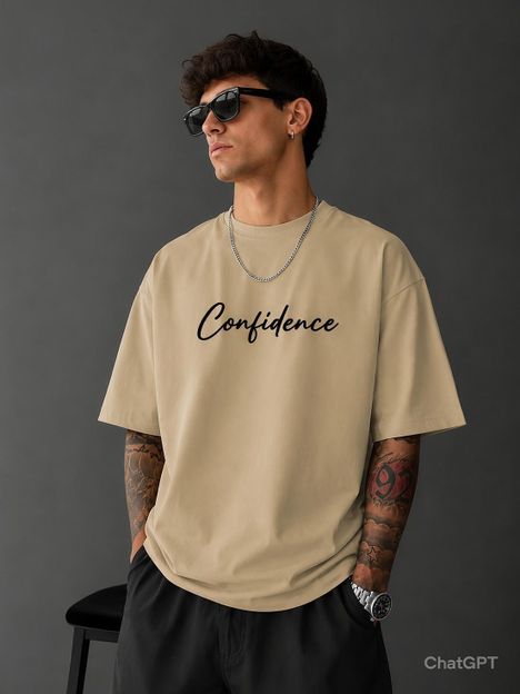 NEHAAURO Graphic Print Men Round Neck Beige T-Shirt