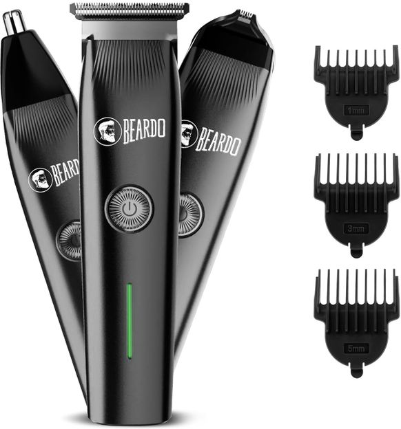 BEARDO Ape-X Prime Multipurpose Trimmer For Men | Grooming Kit For Beard, Ear & Nose Fully Waterproof Trimmer 120 min Runtime 4 Length Settings(Black)