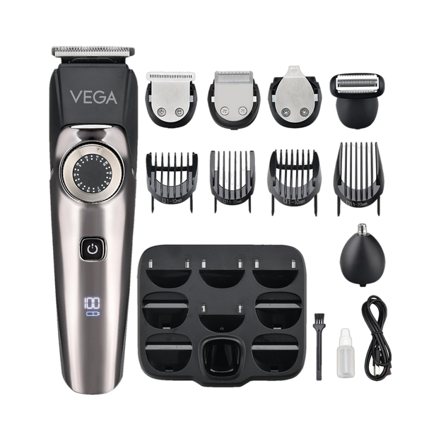 VEGA 9 in 1 Pro Multi Grooming Trimmer for Men, (VHTH-32) Trimmer 150 min Runtime 40 Length Settings(Black)