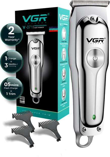 VGR V-071 Professional Trimmer 120 min Runtime 4 Length Settings(Silver)