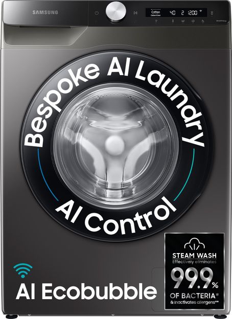 Samsung 8 kg 5 star, AI Control, AI Eco Bubble, Wi-Fi Fully Automatic Front Load Washing Machine with In-built Heater Black, Grey(WW80T504DAX1TL)