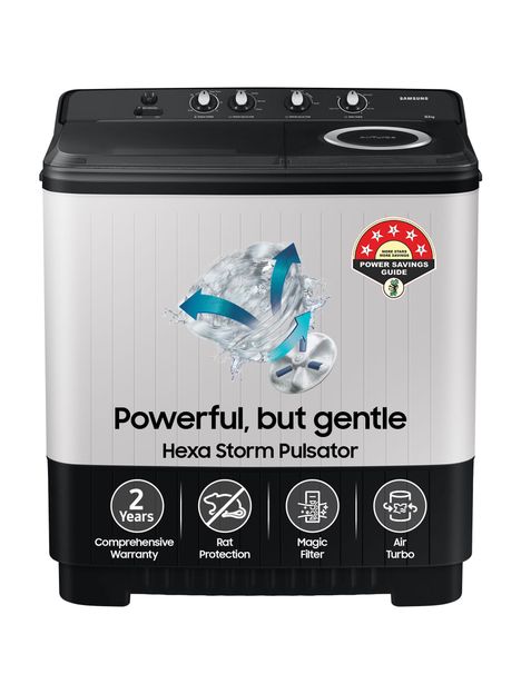 Samsung 10.5 kg 5 Star, Air Turbo Drying Semi Automatic Top Load Washing Machine Black(WT10C4260GG/TL)