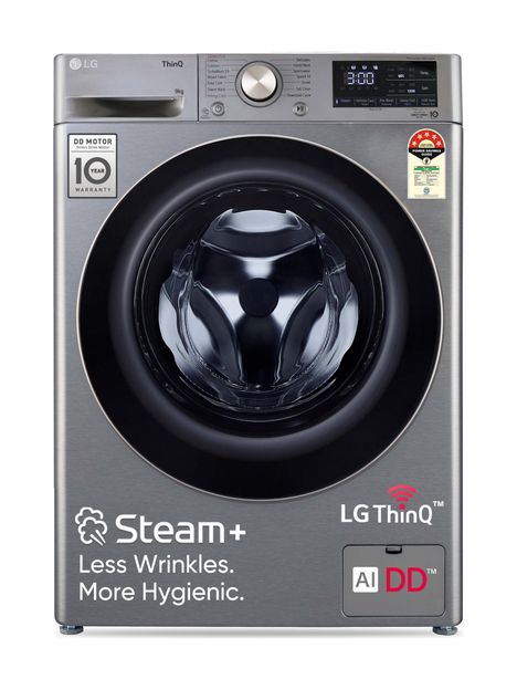 LG 9 kg 5 Star, AI Direct Drive Technology, Wi-Fi Enabled, Steam+ With Wrinkle Care, Intelligent & Convenient Fabric Care, Allergy Care, In-Built Heater Fully Automatic Front Load Washing Machine with In-built Heater Grey(FHP1209Z7P)