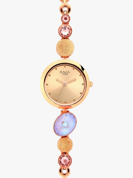 Titan NQ2606WM08 Titan Raga RoseGold Dial RoseGold MetalStrap Automatic Analog Watch - For Women