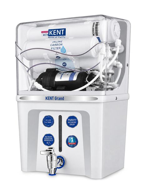KENT New Grand 7.5 L RO + UV + UF Water Purifier Advanced RO Tech for Sabse Shudh Paani 7.5L 20LPH FlowIdeal for Borewell/Tanker/Municipal Water Largest Service Network(Whitee)