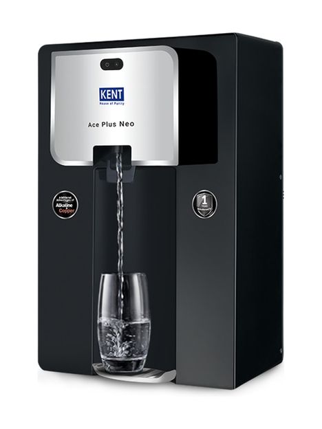 KENT ACE Plus Neo 8 L RO + UV + UF + Copper + Alkaline + TDS Control Water Purifier Alkaline Water with goodness of Copper 8L 20L/Hr Ideal For Borewell/Tanker/Municipal Water(Light black)