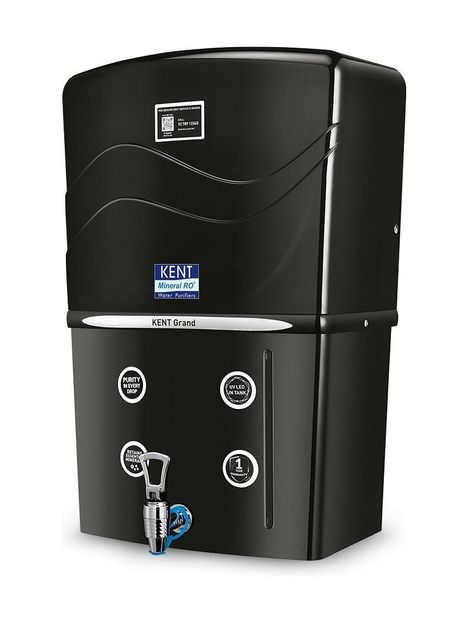 KENT Grand-B 8 L RO + UV + UF Water Purifier Water Purifier Advanced RO Tech for Sabse Shudh Paani | 8L | 20 LPH | Suitable for all - Borewell, Tanker, Municipality Water(Black)
