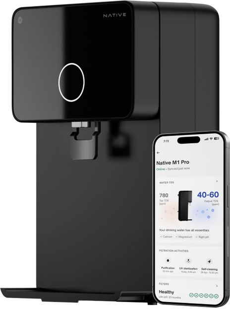 NATIVE By Urban Company M1 Pro 7 L RO + UV + Alkaline + Minerals Water Purifier Smart Real-Time Tracking 10-Stage Smart No Service for 2 Years(Black)