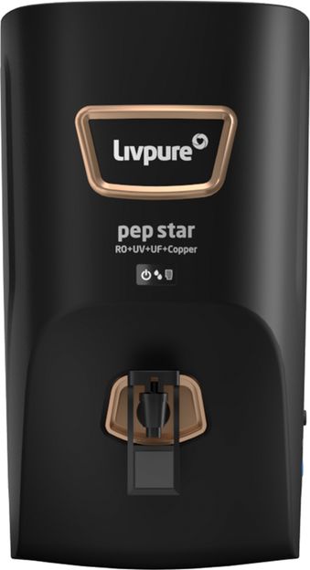 LIVPURE LIV-PEP-STAR-COPPER 7 L RO + UV + UF + Copper + Minerals Water Purifier(Black)