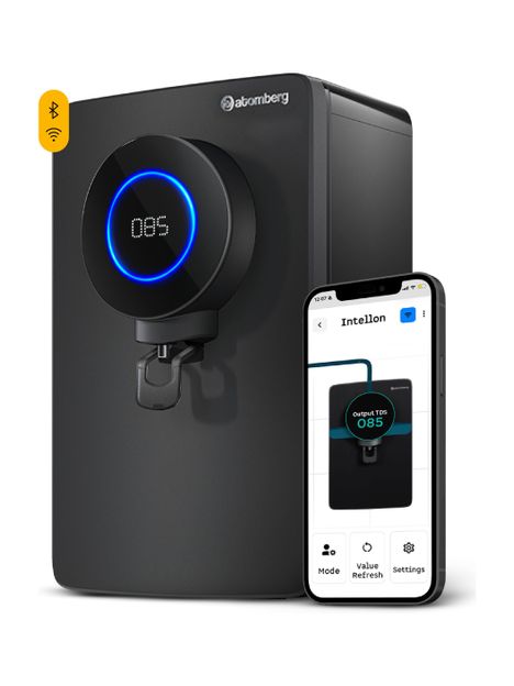 Atomberg Intellon 8 L RO + UV + UF + Alkaline Water Purifier India's 1st Adaptive 4 Modes TDS-Based Filtration Smart IoT 7 Stages Retains Minerals & Improves Health 2 Year Warranty Zero Cost for 2 Years No AMC(Black)