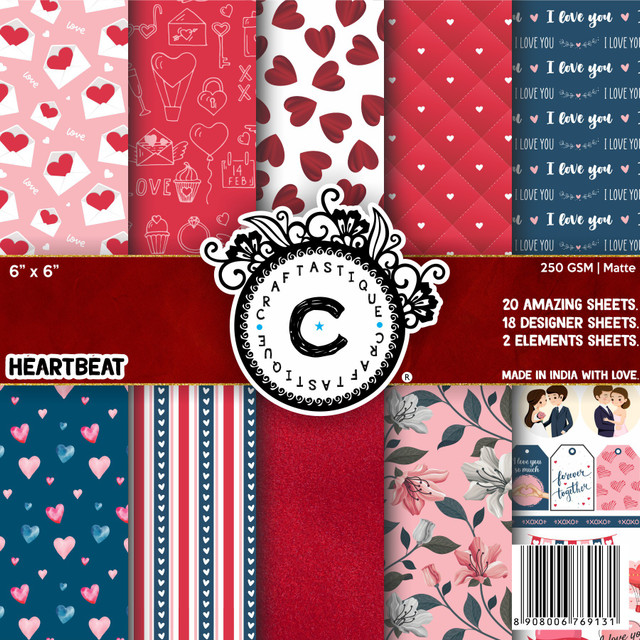 Craftastique Heartbeat Love Designer 6 x 6 inches 250 gsm Craft paper(Set&hellip;