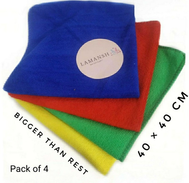 LAMANSH Multicolour,40X40CM,350GSM,PK4 Wet and Dry Microfiber Cleaning Cloth(4 Units)