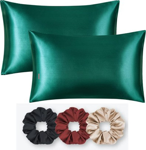 ARMOXA Satin Pillows Cover(18 cm*28 cm, Pack of 2, Green)