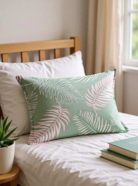 CHHILAKIYA Cotton Pillows Cover(30 cm*20 cm, Pack of 2, Grey, Pink)