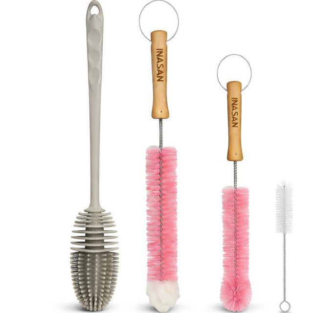 INASAN BOTTLE CLEANER BRUSH ( PACK OF 4 )(PINK SILLICON)
