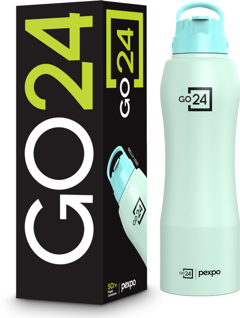Go24 Belly Stainless Steel Water Bottle with Straw Lid Sipper Cap 1000&hellip;