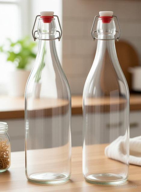 AAnami Swing Top Clear Glass Bottles Cap Bottles With Stoppers,Flip Top Glass&hellip;