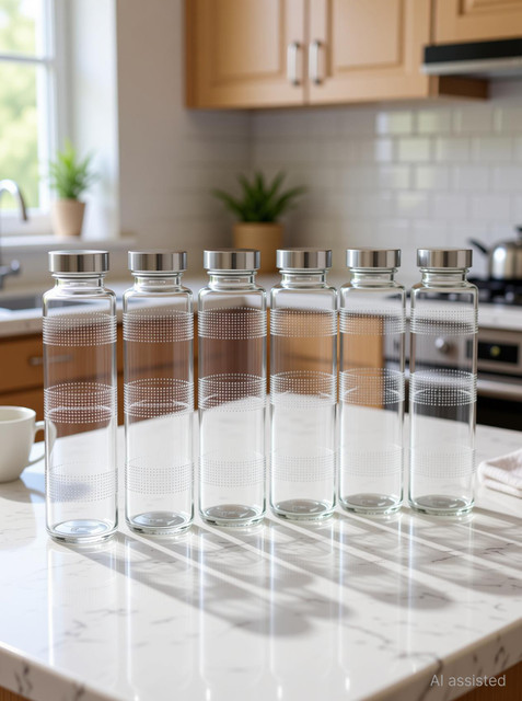 shraj Transparent Water and Juice Glass Bottle with Leak-Proof, with Air Tight&hellip;
