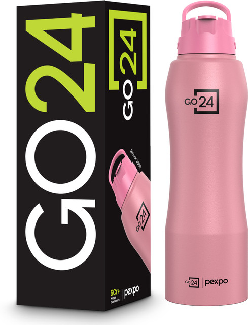 Go24 Belly Stainless Steel Water Bottle with Straw Lid Sipper Cap 1000&hellip;