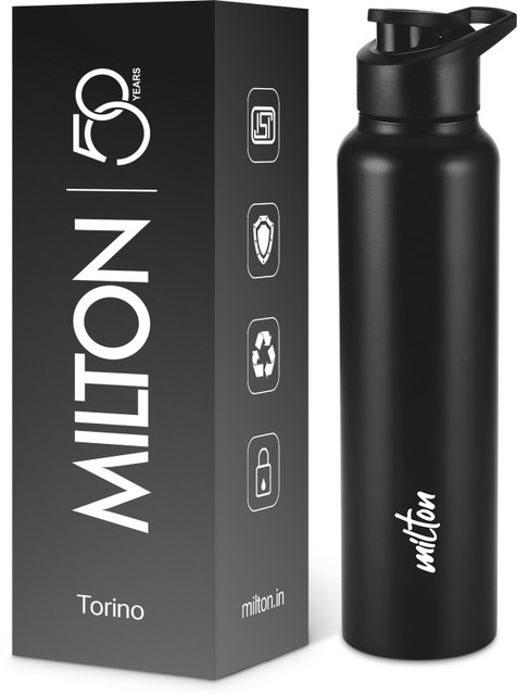 MILTON Torino 1000 Stainless Steel Water BottleLeak Proof, ISI Certified, 980ml, Black&hellip;