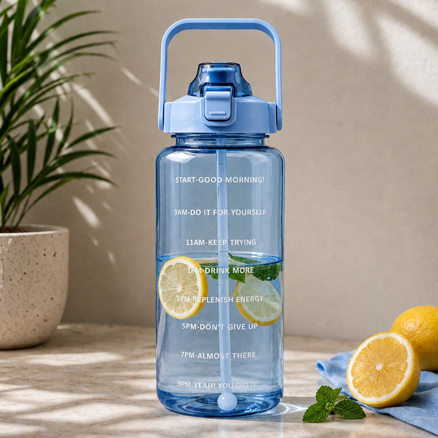 DFit 2 Liter Transparent Motivational leakproof BPA Free marker gym water bottle&hellip;