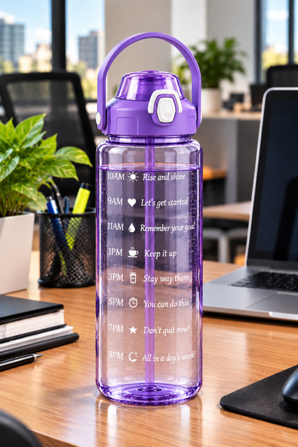 BELLERBIRD Motivational bottle 2000ml Purpal 2000 ml Plastic Bottle(Pack of 1, Purple)
