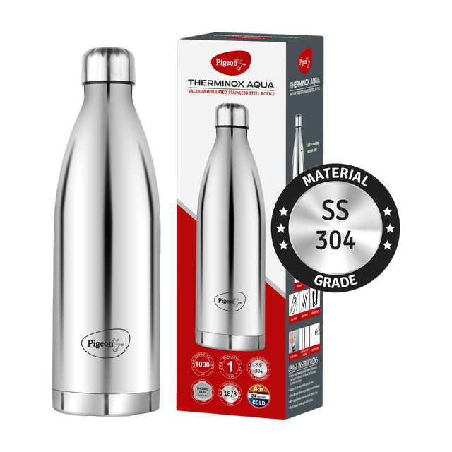 Pigeon by Pigeon Aqua 1000 ml Stainless Steel Flask(Pack of 1, Steel/Chrome)