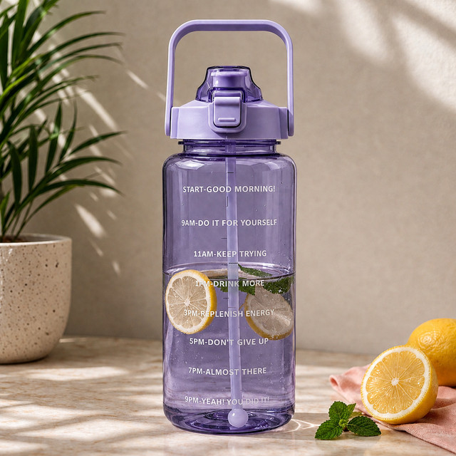 DFit 2 Liter Transparent Motivational leakproof BPA Free marker gym water bottle&hellip;