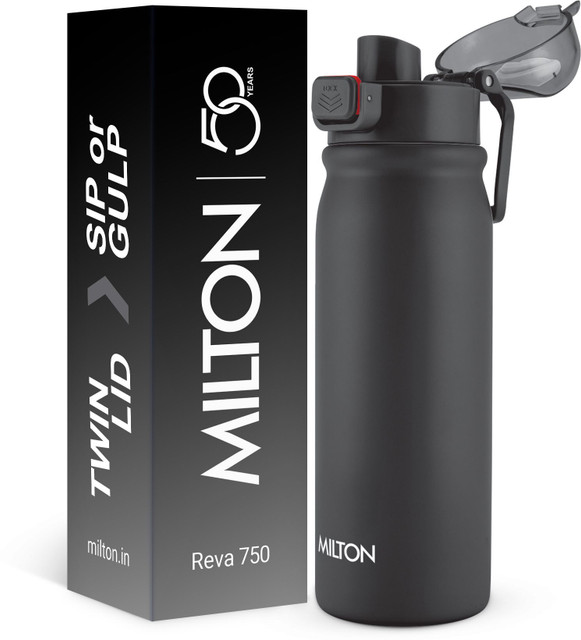 MILTON Reva 1000 Stainless Steel Water Bottle with Twin Lid Sip or&hellip;