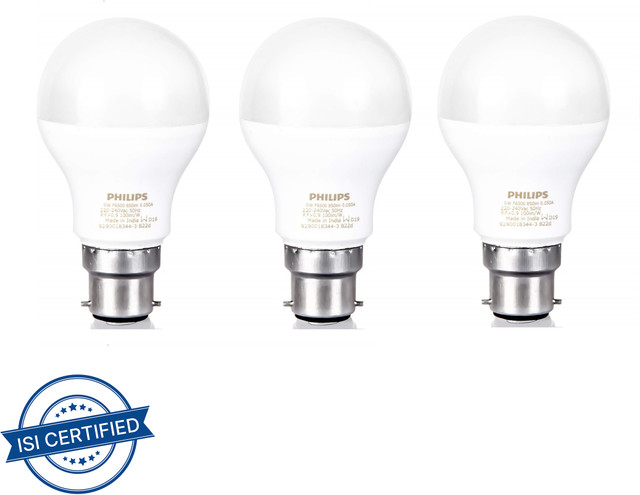 PHILIPS 9 W Basic Standard B22 LED Bulb(White, Pack of 3)