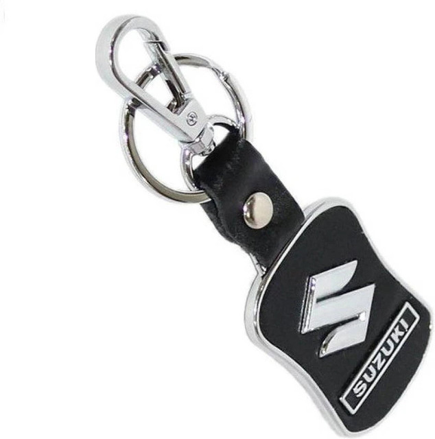 TAG3 Suzuki Car Leather & Metal Logo Key Chain(Black)