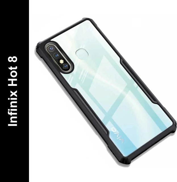 Micvir Back Cover for Infinix Hot 8(Transparent, Black, Shock Proof, Polycarbonate, Pack&hellip;