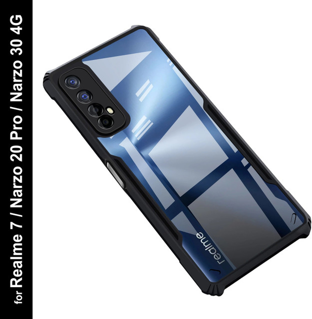 Micvir Back Cover for Realme 7(Transparent, Black, Shock Proof, Polycarbonate, Pack of:&hellip;